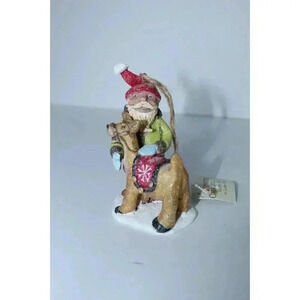 DEMDACO Patchwork Christmas Laura Benge Jolly Santa Claus Figurine 2015